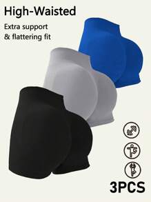 3 Pezzi Pantaloncini Sportivi Leggings Senza Cuciture Pantaloni da Yoga Pantaloni Palestra Estivi Vita Alta Leggings Allenamento Corsa Leggings Elastici Tinta Unita