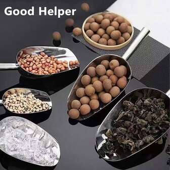 1pc Metal Ice Scoop, Kitchen Ice Scoop, Suitable For Ice Maker, Bar Party Wedding Pet Food Treats Spoon, Stainless Steel Silver/Style, Random Packaging