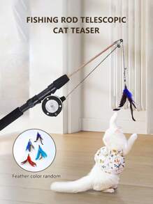 Fishing Rod Cat Teaser Toy, Pet Interactive Toy, Feather Wand Toy For Playing With Cats