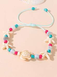 1pc Sea Turtle & Starfish Beaded Bracelet, Suitable For Summer Beach Holiday Outfits - Turtle and Starfish Bracelet - View 21