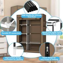 Spacious Dustproof Wardrobe With Steel Frame - Durable Clothes Storage Organizer For Bedroom, Home, Dorm & Entryway, Portable Closets Rental Housing Economy Clothing Storage And Sorting Non Woven Moisture-Proof Steel Pipe Dust Closed Simple Thickened Cloth Cabinet Wardrobe