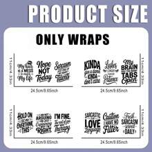 ELEWINS 12 ورقة من أغلفة الأكواب UV DTF لأكواب 16 أونصة - أغلفة أكواب معزولة بكلمات مضحكة مقاومة للخدش والتلف الدائم للزجاج والأكواب - تحويلات UV DTF سهلة الإزالة للأسطح الملساء