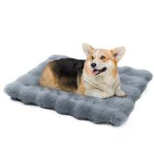 Cat Beds For Indoor Cats Dog Crate Pad Warm Fluffy Plush Dog Kennel Bed Flat Mat Blanket For Small Dogs Kitten Washable Crate Mat For Puppy Cages Faux Fur Grey 24 X 18'' - 24''Lx18''Wx1.5''Th - View 1