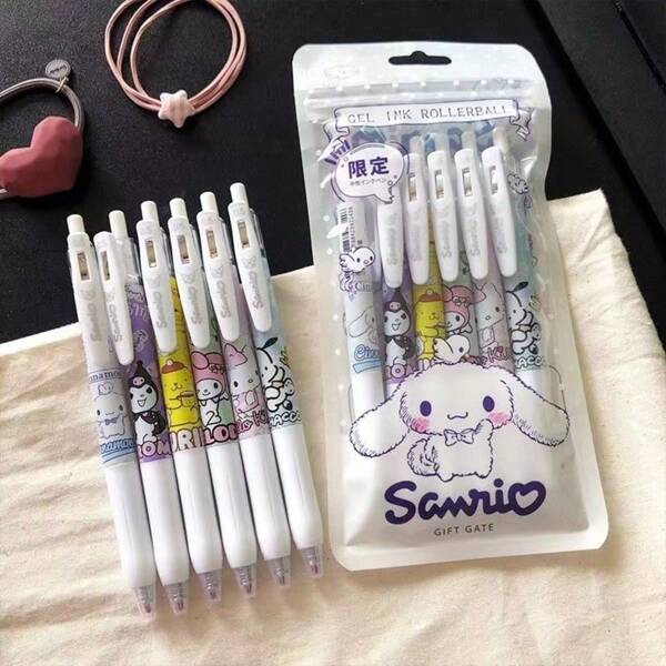 Sanrio 1pc Kuromi-Themed Retractable Ballpoint Pen, 0.5mm Black Ink, High-Quality Student/Office Supplies