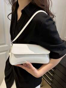 Women's Minimalist Shoulder Bag, Maroon Small Bag, Baguette Bag, Simple Shoulder Bag, Burgundy Underarm Bag, Handbag, Y2K Baddie Bag , Burgundy Bag - White - View 4