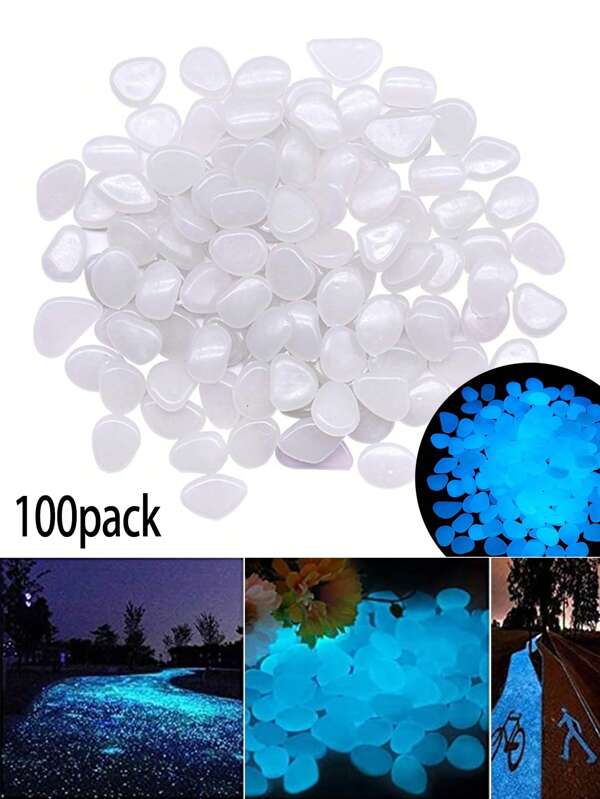 100 قطعة من الحصى اللامعة في الظلام - الحصى الزينة للأحواض ، الحصى المناظر الطبيعية ، الحصى الزينة لدرب الحديقة ، إضفاء الإضاءة السحرية واساليب الممرات على حديقتك! مناسبة للاستخدام في فناء الحديقة ، درب المشي ، حوض الأسماك ، الحديقة الخضراء ، والأواني.