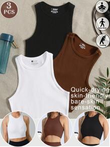 3 Stück Damen bunte Trägerunterhemden, Damen Große Größen Unterröcke, nahtlose ärmelloser Camisoles Oberteile, atmungsaktiv schnell trocknende locker sitzende Tanktops