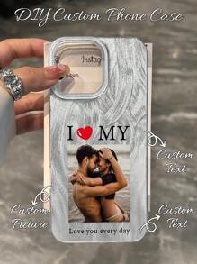 1 Stück personalisierbare Foto-Namen Personalisierte Muster Design IMD glänzende glatte Handyhülle Schutzhülle geeignet kompatibel mit iPhone 16 Pro Max/15 Pro/14 Plus/13 Pro/12 Pro Max/11 Pro Max und stilvolle Handyzubehör