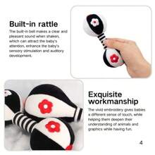 Black & White Infant Soft Rattle Toys, High Contrast Black And White Plush Mute Rattle Sarpint Shaker, Newborn Gift Suitable For 0-3-6 Month Baby