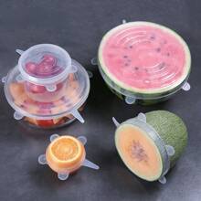 6 Pieces Of Silicone Elastic Covers, Reusable And Durable Food Storage Covers, Suitable For Various Container Sizes, For Use In The Dishwasher And Refrigerator
