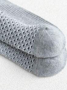 5双纯色短袜高弹力网眼透气船袜夏季吸湿排汗薄款舒适运动健身短袜