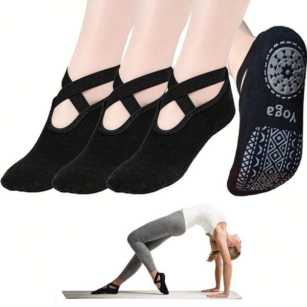 3 Pairs Of Women's Dance Socks With Anti Slip Properties And Extra Grip - Essential For Barefoot Exercise And Comfortable Sports In Yoga And Ballet