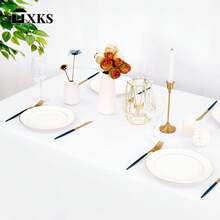 6 Pack White  Rectangle Tablecloths For 6-8 Foot Tables, Rectangular Polyester Table Cloth Stain And Wrinkle Resistant Washable Fabric Table Covers For Wedding Dining Parties - White - View 5