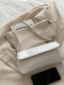 Women's Minimalist Shoulder Bag, Maroon Small Bag, Baguette Bag, Simple Shoulder Bag, Burgundy Underarm Bag, Handbag, Y2K Baddie Bag , Burgundy Bag - White - View 5