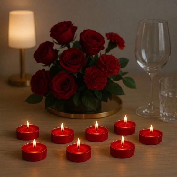 50 Mini Velas Decorativas Rechaud Flutuantes Vermelho Branco Dia dos Namorados Decoração de Natal
