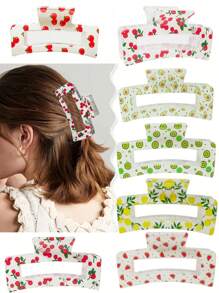 3pcs/1pc New Cute Fruit Design Hair Claw Clips, Strawberry & Cherry Hair Clips, Square Red And Green Hair Claws, Thick & Thin Hair Non-Slip Styling Alligator Hair Clips For Women & Girls Fashion Hair Accessories