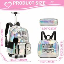 16inch Rolling Backpack For Girls School Backpack With Lunch Box Bag For Elementary Student Wheels Roller Trolley Luggage Bag For School School Accessories School Stuff