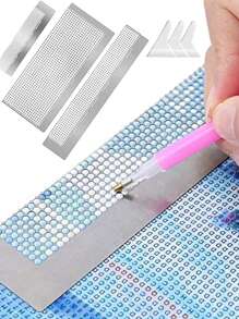 2/6 Pieces Diamond Drawing Ruler Stainless Steel Diamond Mesh Ruler 5D Diamond Drawing Ruler Tool DIY Drawing Ruler Belt 1020 240 520 Blank Mesh Diamond Painting Repair Tool Suitable For DIY Art Crafts