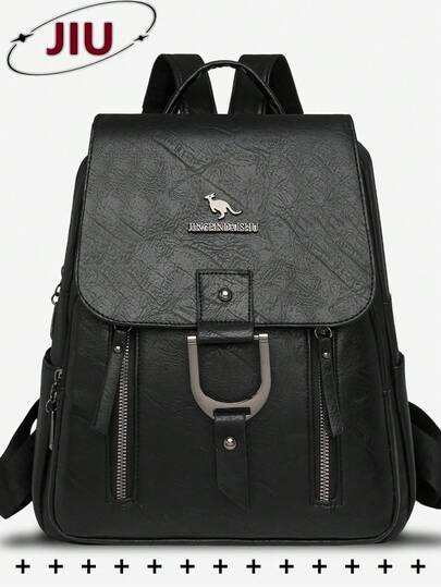 Anti-Theft Vintage PU Soft Leather Flap Backpack, Multifunctional Fashion Daily Bag, Multi-Pocket Lightweight Travel Bag, Large Capacity Minimalist Bookbag, Convenient Backpack Suitable For Students, Nurses, Teachers, Business People, Travel, Commuting, Shopping, Office, Dating, Hiking, Training, Work, Birthday Gift, Holiday Gift