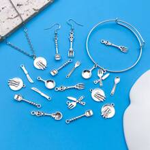 Mix 100 Pieces Of Alloy Antique Silver Tableware Charms Series Pendants Accessories, Suitable For DIY Necklace, Earring, Keychain Jewelry Making Fashion Accessories.