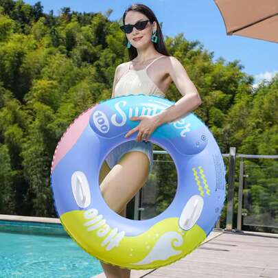 1个成人充气游泳圈，带把手、双气室靠背，户外水上漂浮腋下圈
