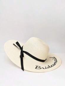 Customized Soft Edge Beach Hat - Single Travel Hat - Honeymoon Beach Hat - Personalized Sun Hat - Bridal Gift - Bridal Hat, Hat Size: One Size Fits Most, Crown: 3.5 Inches, Brim: 5 Inches, Wedding Element Straw Hat, Suitable For Beach Club Singles Party, Back To School Season, Summer Vacation