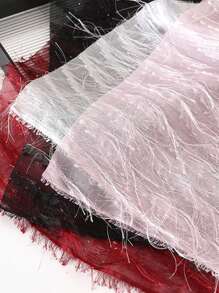 1 Stück Chiffon Blumenstrauß mit Quasten-Satinspitzenrand, florale DIY Bastelzubehör