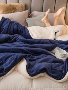 海军蓝柔软羔羊毛毯 - 轻盈舒适毛绒超细纤维毯，带拉链，可机洗，适用于卧室、客房、沙发