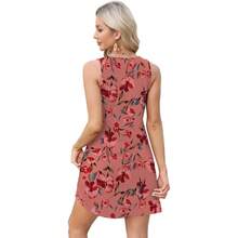OFEEFAN Womens Summer Dresses 2025 V Neck Sleeveless Sundresses With Pockets Beach Vacation Clothes Floral/Plain - 花香 30 - View 4