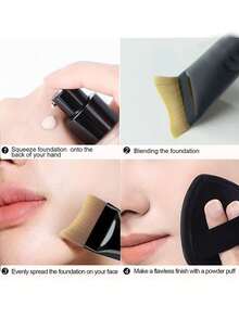 2支超薄新月形粉底刷和黑色气垫粉底刷套装，轻巧面部轮廓刷，扁平面膜刷，专业化妆工具，干湿两用粉底刷，混合粉底刷，圣诞礼物，送给朋友，送给家人，送给女朋友，送给同学，化妆刷套装，化妆刷套装，化妆刷套装，全套化妆刷，化妆刷套装，全套化妆工具，化妆刷套装，化妆刷套装，化妆礼品套装 - 彩色 - 查看 5