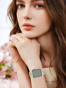 Band Compatible With Apple Watch Bands For Women 40mm 41mm 38mm 42mm 44mm 45mm 46mm 49mm, Engraved Cute Pattern Silicone Dressy Strap For I Watch Series 10 9 8 7 6 5 4 3 2 SE Ultra
