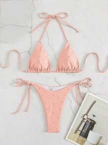 New Style Women's Rhinestone Embellished Bikini Swimsuit Set