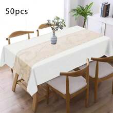 1pc/50pcs Versatile Elegant Bohemian Style Printed Polyester Tablecloth, Suitable For Kitchen, Dining Room, Holidays, Party, Easy To Clean And Durable Rectangular Tabletop Decor, Party Tablecloth, Modern Dining Table Cloth