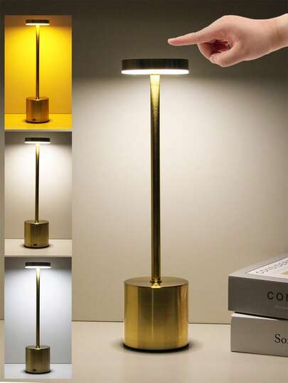 1pc Rechargeable LED Desk Lamp, 3 Color Options, With USB Charging Cable, Bedside Ambient Night Light, Suitable For Bedroom, Bar, Restaurant, Hotel Decor
