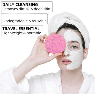 1/5/10 قطع أسفنجة وجه مضغوطة دائرية، مناسبة لخبيرات التجميل - 100٪ ألياف طبيعية أسفنجة تجميل احترافية لتنظيف الوجه، التدليك، تقشير المسام، أقنعة الوجه، إزالة المكياج