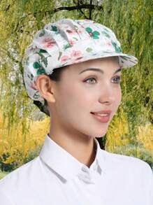 1pc Floral Printed Polyester Hair Band, Soft, Sweat-Absorbent, Dustproof, Adjustable, Breathable, , Washable, Oil-Resistant, Non-Pilling, Well-Crafted, Suitable For Restaurant, Kitchen, Workshop, Travel, Fashion, Work