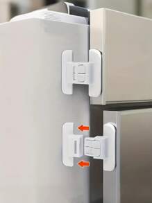 10 pezzi Serratura automatica per porta frigorifero, senza necessità di foratura, facile installazione, serratura di sicurezza per garantire cassetti e scatole di stoccaggio chiusi in modo sicuro, impedisce l'apertura della porta del frigorifero, adattabile universalmente per frigoriferi, cassetti e scatole di stoccaggio, design a doppia fibbia per prevenire l'apertura accidentale (colore e stile casuali)
