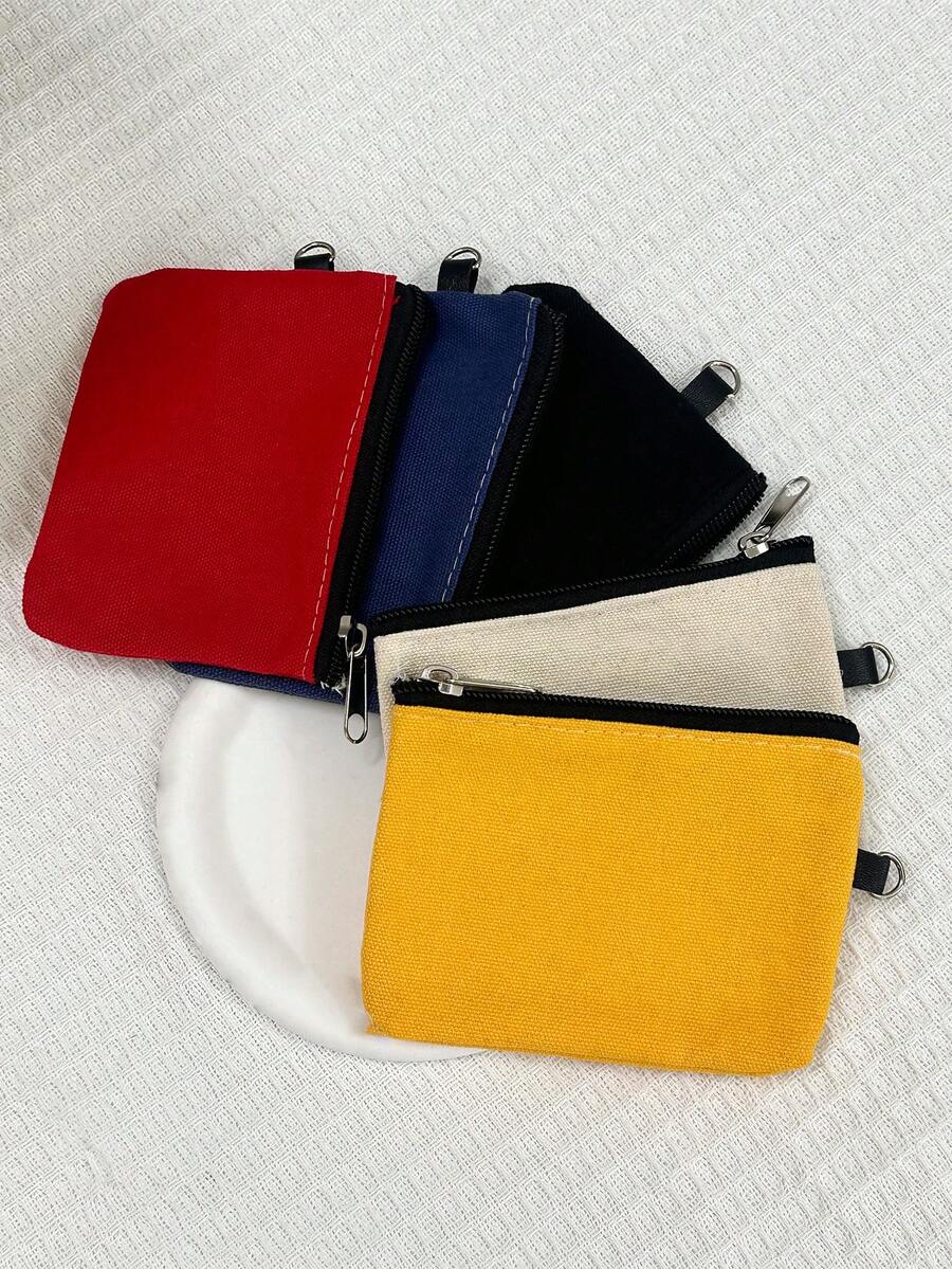 Canvas portemonnee met kaarthouder, minimalistische stoffen portemonnee met harde munt, kleine tas, draagbare portemonnee voor dames, portemonnee, miniportemonnee, portemonnee, reisportemonnee, portemonnee, schoolspullen, schrijfwaren, pennenetui - Veel kleurig - Bekijken 1
