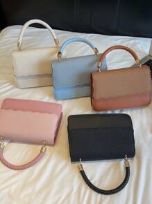 Bolso cuadrado cruzado de hombro de gran capacidad, unicolor, de estilo minimalista y moderno para mujer