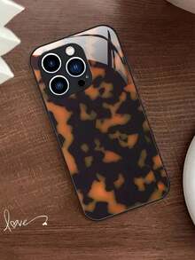 Tortoise Shell Pattern Luxury Black Glass Phone Case For Compatible With IPhone 16/15/14/13/12/11/ProMax/Pro/Plus, Fashion Female Summer Unique Funny Cases Shockproof Anti-Fingerprint Anti-Drop Protective Design PC+TPU+Glass Girl Women Men Y2k Case High-End Print Funda Casing Creative Forros Cover Protection Stylish Friend Gift Aesthetic Protector Funda Para Protectores De Celulares Accessories Forro De Teléfono - Black - View 7