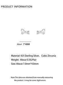 Pendientes tipo botón de mini arco de plata de ley 925 con circonita, elegantes y versátiles para uso diario, adecuados como regalo para el Día de la Madre, novia, Pascua, Día de San Valentín