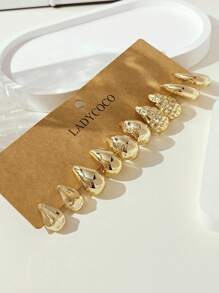 5 pares de brincos em formato de gota d'água, elegantes e modernos, adequados para uso diário feminino, encontros, festas e combinações diárias