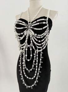 1PC Graceful Flexible Butterfly Rhinestone Tassel Dress For Women Sexy Body Chain Jewelry For Party Nightclub Stage Accessories