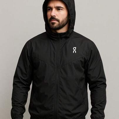 Jaqueta Masculina Corta Vento - O.N - Com Capuz, Bolso e Zíper - Academia Corrida Esportes