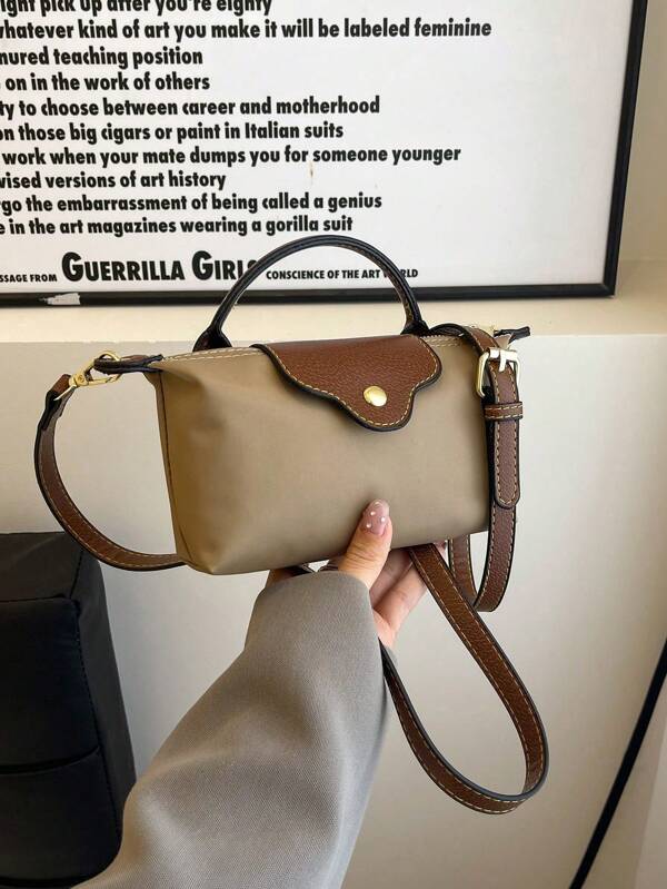 Damen Mode Lässig vielseitige Kontrast Stoff Taschenform, einfache quadratische Handtasche, modische Griff Geldbörse, Retro-Stil Handtasche mit abnehmbarem Schultergurt, geeignet als Handtasche für Teenager-Mädchen, weibliche College-Studenten, Berufsanfänger und Büro-Angestellte, perfekt für Büro, Schule, Arbeit, Geschäft, Pendeln