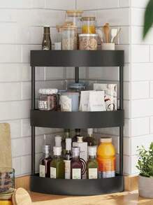 1 قطعة رف مثلث للمطبخ، رف تخزين للزوايا للتوابل والبهارات والأواني المطبخية