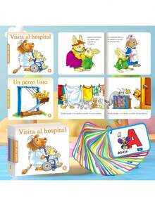 Hot Selling 10 Spanish Fairy Tales Storybooks Kids Love Short Reading Storybooks, Easy To Understand Bright Colors And Beautiful Patterns To Attract Children's Attention And Interest In Reading Free Up Parents' Hands Birthday Back To School Gift, 2PCS Spanish Storybooks And Word Alphabet Cards Combo Set