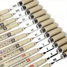 3/5/7/9/11 Pieces Micron Fine Line Pen Archives Black Pen Writing, Drawing Or Diary Pen Various Nib Sizes 12 Pcs,School Supplies,Back To School - Multicolor - View 4