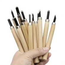 6-12pcs High Manganese Steel Engraving Knife With Wooden Handle Professional Handmade Wood Carving Chisel Tools Kit Carving Accessories