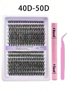 30/40/50/60/80/100D 8-16 mm D Curl Kit de extensión de pestañas con unión de pestañas y pegamento de sellado, grupos de pestañas, herramientas de maquillaje, kit de extensión de pestañas DIY para pegar pestañas,pestañas pestans extensiones de pestañas